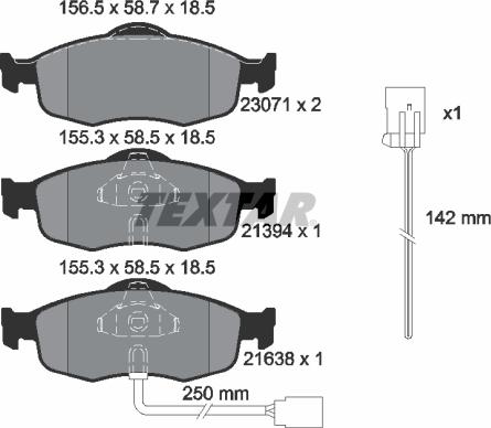 Textar 2307104 - Brake Pad Set, disc brake onlydrive.pro