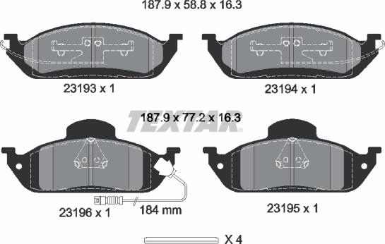 Textar 2319303 - Brake Pad Set, disc brake onlydrive.pro