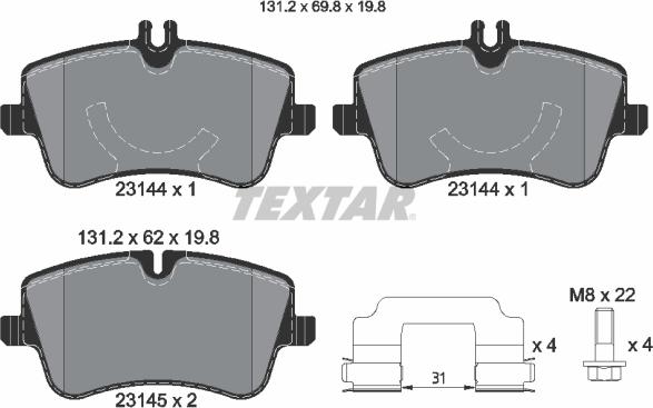 Textar 2314481 - Brake Pad Set, disc brake onlydrive.pro