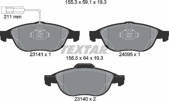 Textar 2314101 - Brake Pad Set, disc brake onlydrive.pro