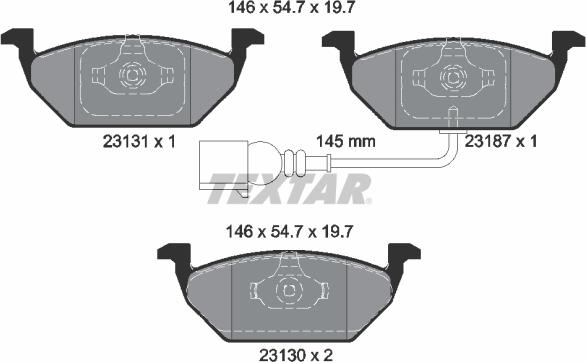 Textar 2313101 - Stabdžių trinkelių rinkinys, diskinis stabdys onlydrive.pro