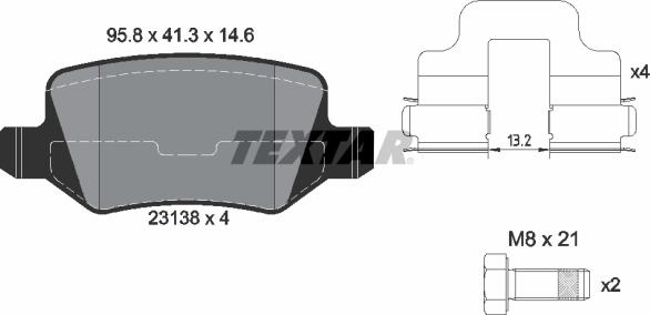 Textar 2313805 - Bremžu uzliku kompl., Disku bremzes onlydrive.pro