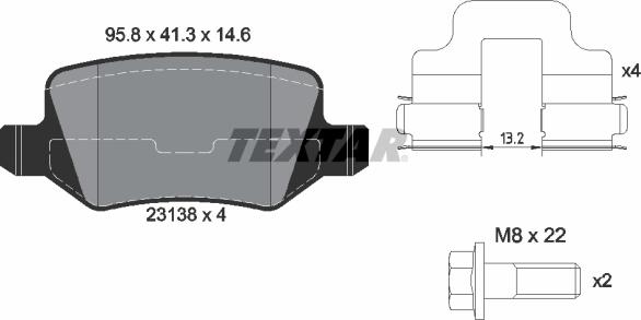 Textar 2313803 - Bremžu uzliku kompl., Disku bremzes onlydrive.pro