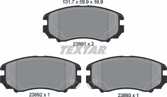 Textar 2389101 - Brake Pad Set, disc brake onlydrive.pro