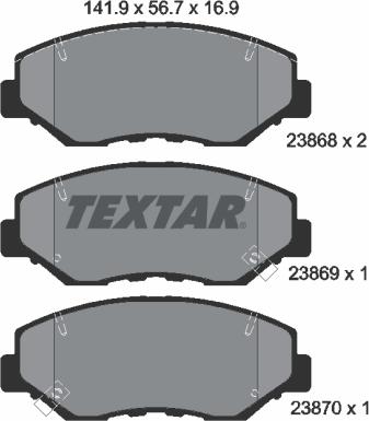 Textar 2386801 - Brake Pad Set, disc brake onlydrive.pro