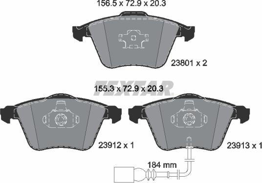 Textar 2380101 - Bremžu uzliku kompl., Disku bremzes onlydrive.pro