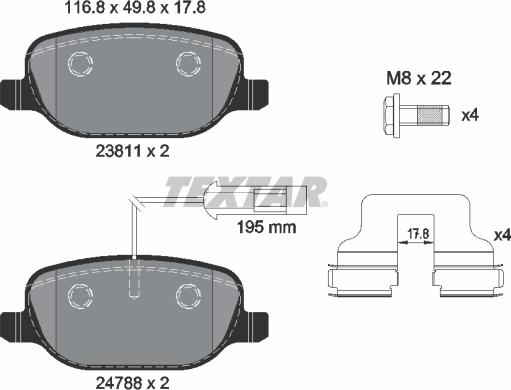 Textar 2381101 - Brake Pad Set, disc brake onlydrive.pro