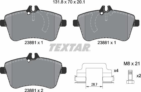 Textar 2388101 - Brake Pad Set, disc brake onlydrive.pro