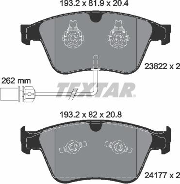 Textar 2382201 - Brake Pad Set, disc brake onlydrive.pro