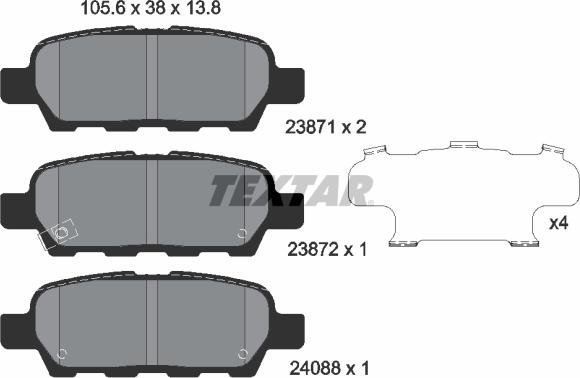 Textar 2387101 - Bremžu uzliku kompl., Disku bremzes onlydrive.pro