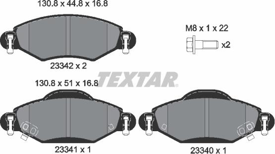 Textar 2334001 - Brake Pad Set, disc brake onlydrive.pro