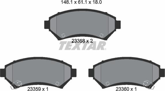 Textar 2335801 - Brake Pad Set, disc brake onlydrive.pro