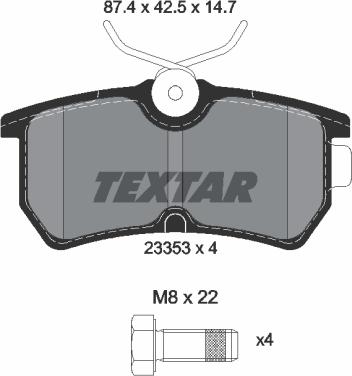 Textar 2335301 - Stabdžių trinkelių rinkinys, diskinis stabdys onlydrive.pro