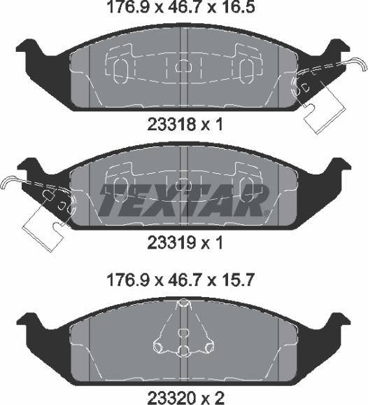 Textar 2331801 - Bremžu uzliku kompl., Disku bremzes onlydrive.pro