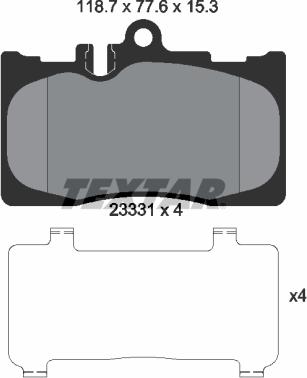 Textar 2333102 - Brake Pad Set, disc brake onlydrive.pro