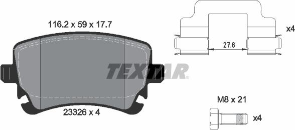 Textar 2332601 - Piduriklotsi komplekt,ketaspidur onlydrive.pro