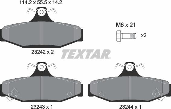 Textar 2324201 - Piduriklotsi komplekt,ketaspidur onlydrive.pro