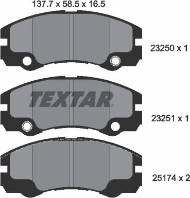 Textar 2325001 - Bremžu uzliku kompl., Disku bremzes onlydrive.pro