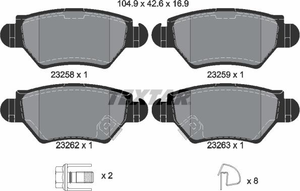 Textar 2325803 - Brake Pad Set, disc brake onlydrive.pro