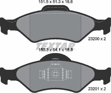 Textar 2320001 - Bremžu uzliku kompl., Disku bremzes onlydrive.pro