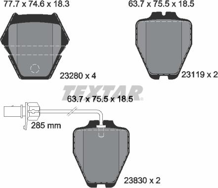 Textar 2328001 - Brake Pad Set, disc brake onlydrive.pro