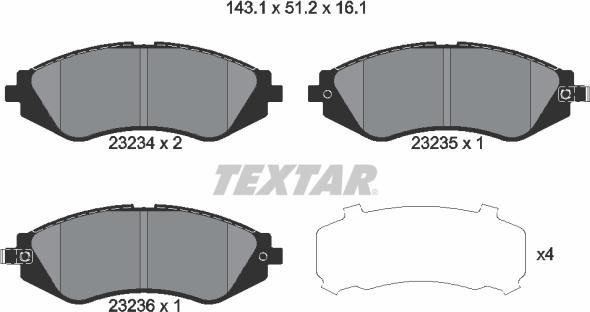 Textar 2323401 - Brake Pad Set, disc brake onlydrive.pro