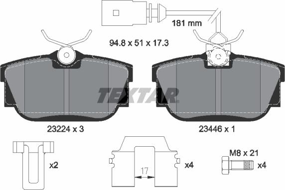 Textar 2322416 - Bremžu uzliku kompl., Disku bremzes onlydrive.pro