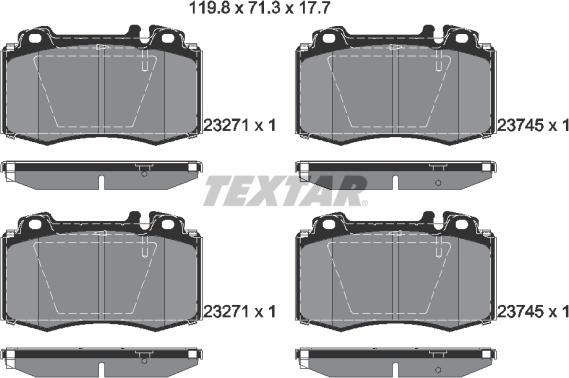 Textar 2374502 - Piduriklotsi komplekt,ketaspidur onlydrive.pro