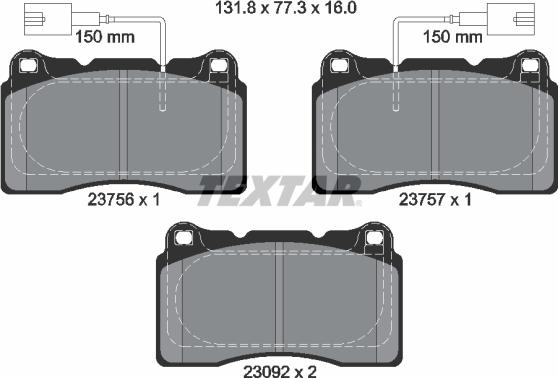 Textar 2375603 - Stabdžių trinkelių rinkinys, diskinis stabdys onlydrive.pro