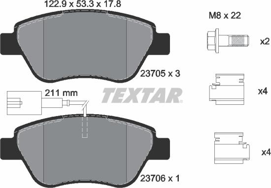 Textar 2370502 - Stabdžių trinkelių rinkinys, diskinis stabdys onlydrive.pro