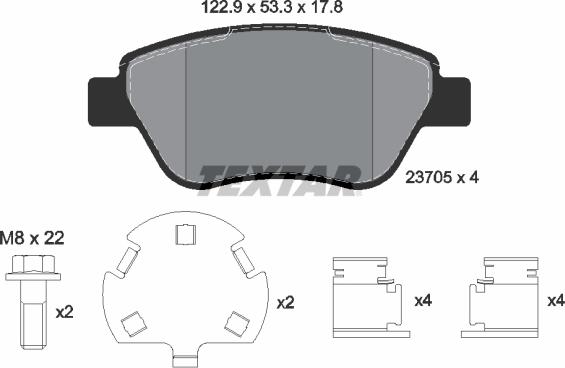 Textar 2370507 - Bremžu uzliku kompl., Disku bremzes onlydrive.pro