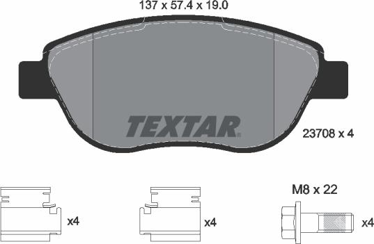 Textar 2370803 - Bremžu uzliku kompl., Disku bremzes onlydrive.pro