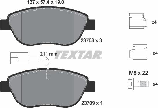 Textar 2370802 - Тормозные колодки, дисковые, комплект onlydrive.pro