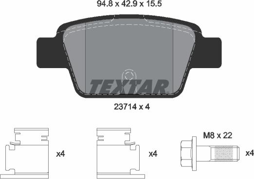 Textar 2371401 - Bremžu uzliku kompl., Disku bremzes onlydrive.pro