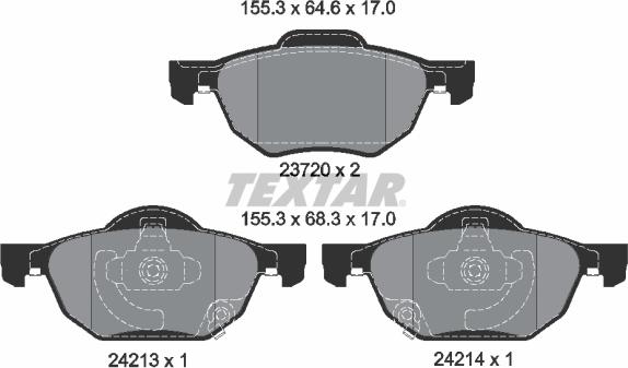 Textar 2372001 - Bremžu uzliku kompl., Disku bremzes onlydrive.pro