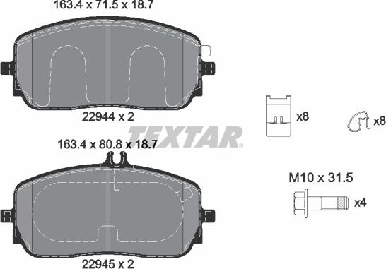 Textar 2294401 - Piduriklotsi komplekt,ketaspidur onlydrive.pro