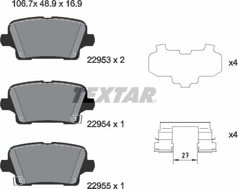 Textar 2295301 - Bremžu uzliku kompl., Disku bremzes onlydrive.pro