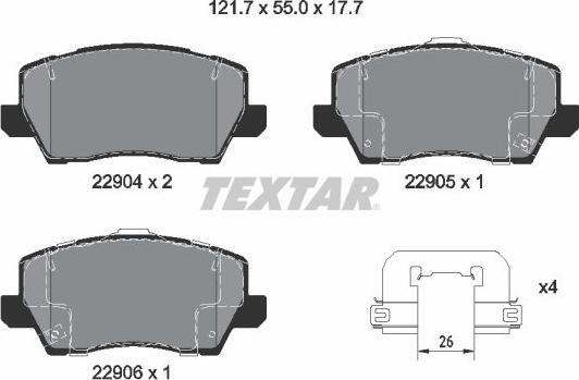 Textar 2290401 - Brake Pad Set, disc brake onlydrive.pro