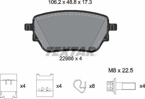 Textar 2298601 - Piduriklotsi komplekt,ketaspidur onlydrive.pro