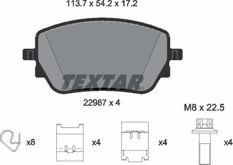 Textar 2298701 - Piduriklotsi komplekt,ketaspidur onlydrive.pro