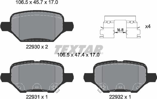 Textar 2293001 - Brake Pad Set, disc brake onlydrive.pro