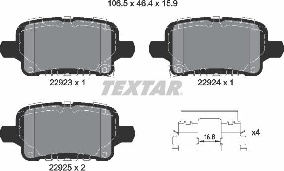 Textar 2292301 - Piduriklotsi komplekt,ketaspidur onlydrive.pro