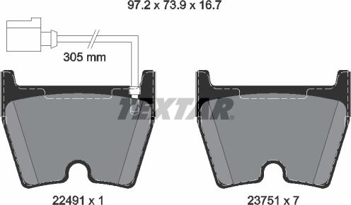 Textar 2249101 - Brake Pad Set, disc brake onlydrive.pro