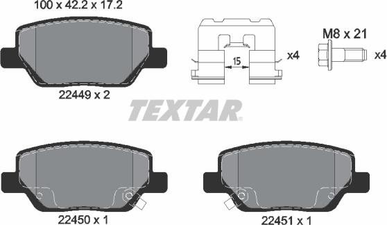 Textar 2244901 - Stabdžių trinkelių rinkinys, diskinis stabdys onlydrive.pro