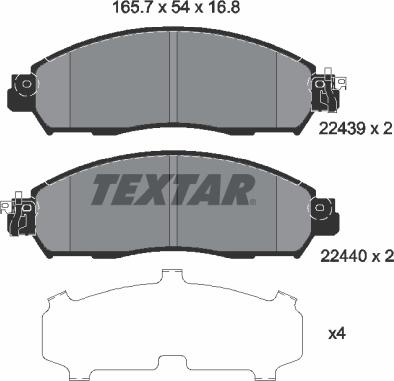 Textar 2243901 - Piduriklotsi komplekt,ketaspidur onlydrive.pro