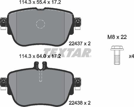 Textar 2243701 - Bremžu uzliku kompl., Disku bremzes onlydrive.pro