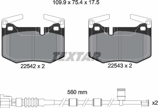 Textar 2254201 - Bremžu uzliku kompl., Disku bremzes onlydrive.pro