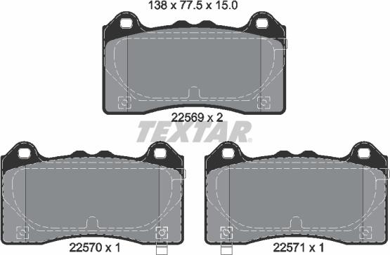 Textar 2256901 - Stabdžių trinkelių rinkinys, diskinis stabdys onlydrive.pro