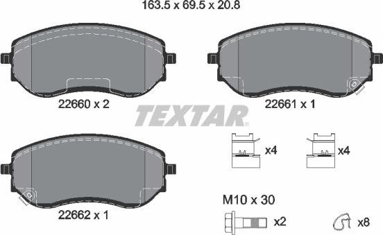 Textar 2266001 - Bremžu uzliku kompl., Disku bremzes onlydrive.pro