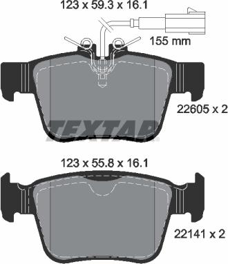 Textar 2260501 - Piduriklotsi komplekt,ketaspidur onlydrive.pro